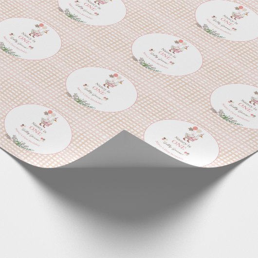 Dwaas Gans Eerste Verjaardag Bruin Cadeaupapier (Hoek)