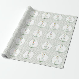 Dwaas Gans Eerste Verjaardag Groen Cadeaupapier