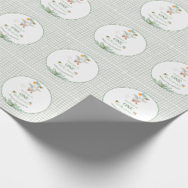 Dwaas Gans Eerste Verjaardag Groen Cadeaupapier