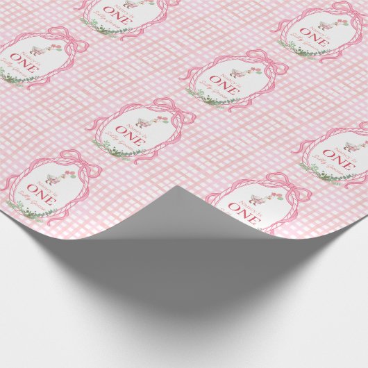 Dwaas Gans Eerste Verjaardag Roze Cadeaupapier (Hoek)