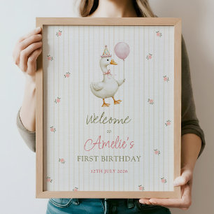 Dwaas Gans Eerste Verjaardag Welkomstposter Poster