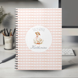 Dwaas Gans Elegante Roze Meisjes Aangepaste Naam  Notitieboek