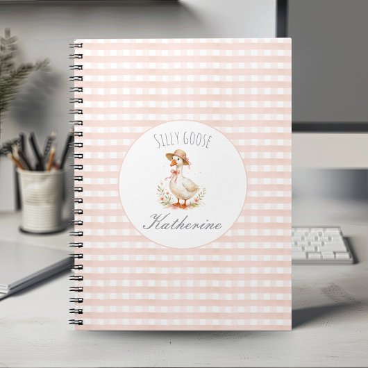 Dwaas Gans Elegante Roze Meisjes Aangepaste Naam Notitieboek