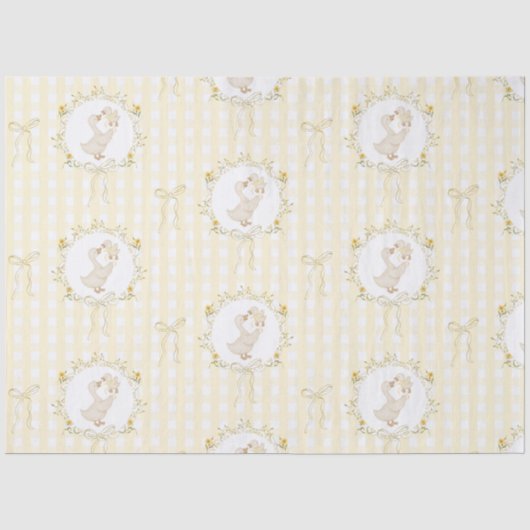 Dwaas Gans Gele Gingham wilde bloem Baby Shower Tissuepapier (Voorkant)