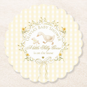 Dwaas Gans Geslacht neutrale Gele Baby Shower Kartonnen Onderzetters