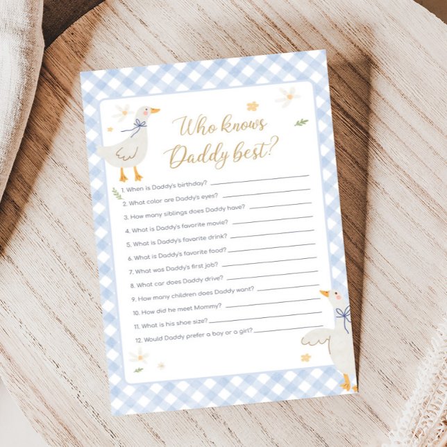 Dwaas Gans Gingham Baby Shower Wie weet spel (Silly Goose Baby Shower Game)