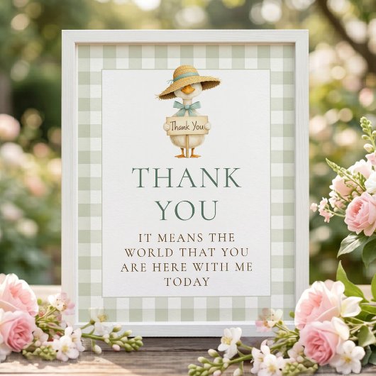 Dwaas Gans Gingham Bedankt Baby Shower Bord Poster