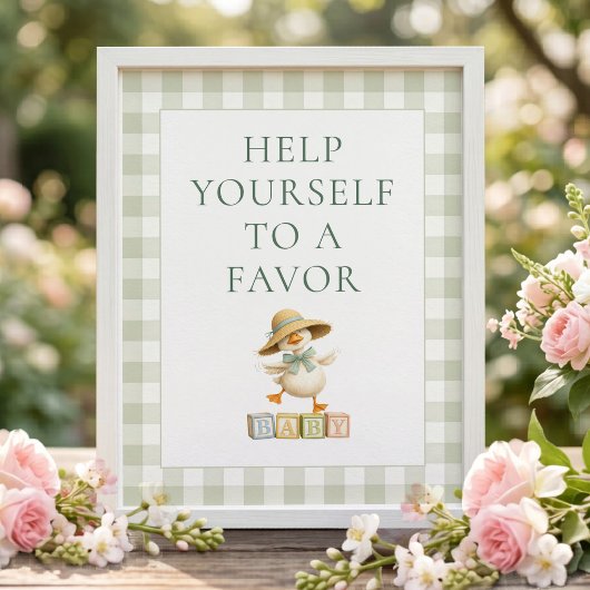 Dwaas Gans Gingham Favor Teken Baby Shower Poster