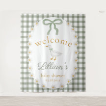 Dwaas Gans Groen Gingham Cottagecore Babyfeest 