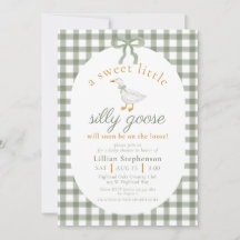 Dwaas Gans Groen Gingham Strik Neutrale Baby Showe