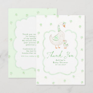 Dwaas Gans Groen Schattig Whimsical Dank Je Bedankkaart
