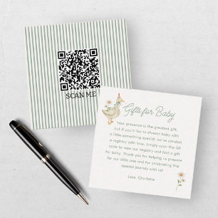 Dwaas Gans Groene Cadeau Registratie voor Babyborr Informatiekaartje