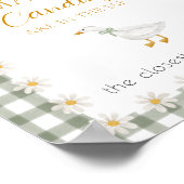 Dwaas Gans Groene Gingham Baby Shower Raadspel Poster (Hoek)