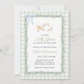 Dwaas Gans Groene Gingham Baby Shower Uitnodiging (Voorkant)