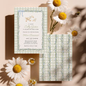 Dwaas Gans Groene Gingham Baby Shower Uitnodiging