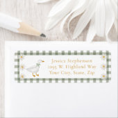 Dwaas Gans Groene Gingham Daisy Retouradres Etiket (Insitu)