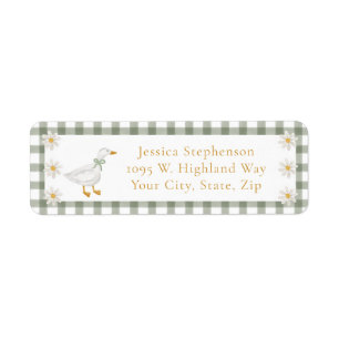 Dwaas Gans Groene Gingham Daisy Retouradres Etiket