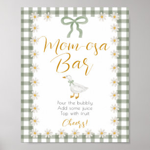 Dwaas Gans Groene Gingham Mimosa Bar Baby Shower Poster