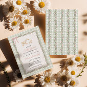 Dwaas Gans Groene Gingham Roze Baby Shower Uitnodi Kaart