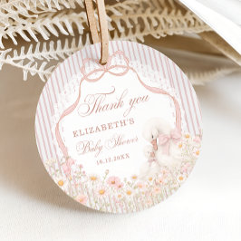 Dwaas Gans Kant Wilde Bloem Roze Baby Shower Bedankjes Labels