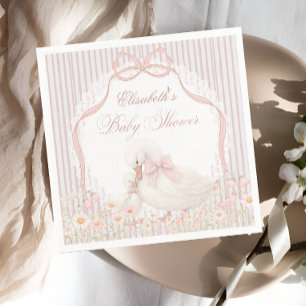 Dwaas Gans Kant Wilde Bloem Roze Baby Shower Servet