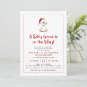 Dwaas Gans Kerst Winter Baby Shower Kaart (Staand voorkant)
