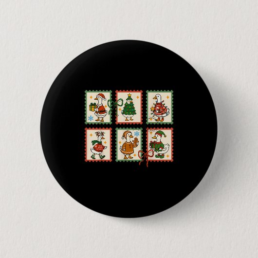 Dwaas Gans Kerstman Kerst Stempel Schattig Vrolijk Ronde Button 5,7 Cm (Voorkant)