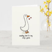 Dwaas Gans Liefdeskaart Kaart (Gele Bloem)