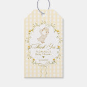 Dwaas Gans Lint Gingham Babyfeest Bedankt Cadeaulabel (Voorkant)