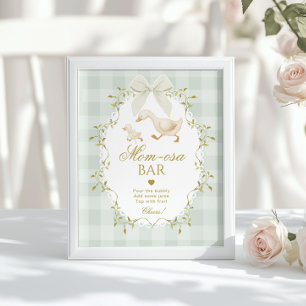 Dwaas Gans Momosa bar Groen Gingham Poster