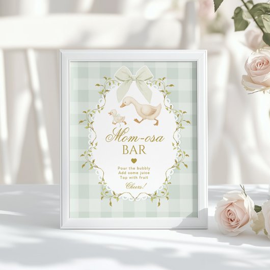 Dwaas Gans Momosa bar Groen Gingham Poster