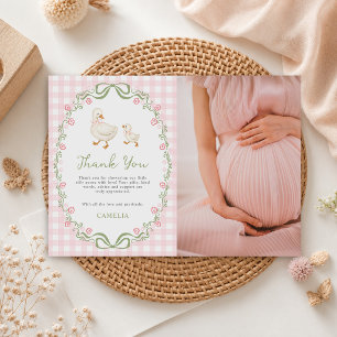 Dwaas Gans Roze Baby Meisje Shower Foto Bedankkaart