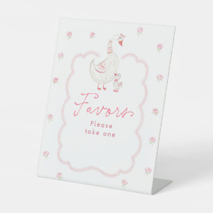 Dwaas Gans Roze Baby Shower Favoriet Tafelbord Reclamebord Met Voetstuk