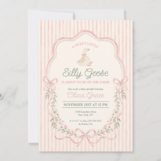 Dwaas Gans Roze Bloemige Baby Shower Uitnodiging