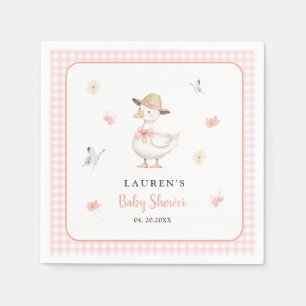 Dwaas Gans Roze geruite Baby meisje Baby shower Servet