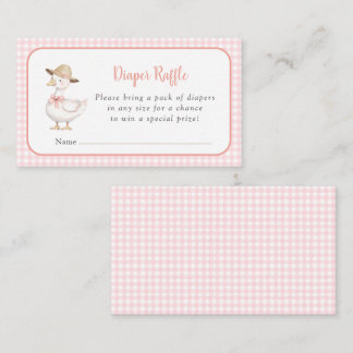 Dwaas Gans Roze geruite babyshower luier raffle  Informatiekaartje