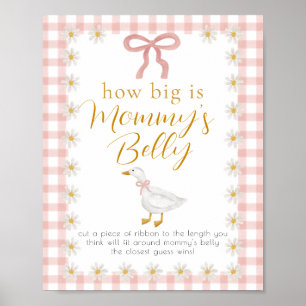 Dwaas Gans Roze Gingham Baby Shower Buik Gokspel Poster
