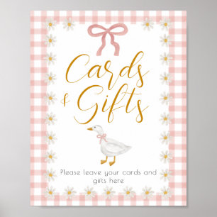 Dwaas Gans Roze Gingham Baby Shower Cadeautafel Poster