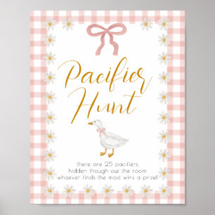 Dwaas Gans Roze Gingham Baby Shower Fopspeen Jacht Poster