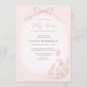 Dwaas Gans Roze Gingham Baby Shower Kaart (Voorkant)