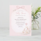 Dwaas Gans Roze Gingham Baby Shower Kaart (Staand voorkant)