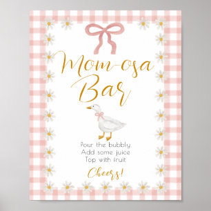 Dwaas Gans Roze Gingham Baby Shower Mimosa Bar Poster