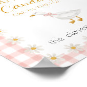Dwaas Gans Roze Gingham Baby Shower Raadspel Poster (Hoek)