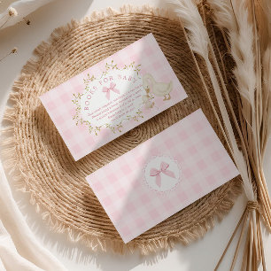 Dwaas Gans Roze Gingham Boeken voor baby Informatiekaartje