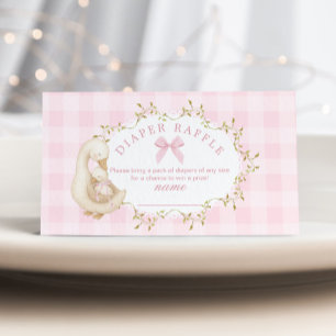 Dwaas Gans Roze Gingham Luier loterijticket Informatiekaartje
