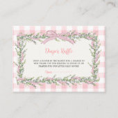 Dwaas Gans Roze Gingham Luier Raffle Ticket Informatiekaartje (Voorkant)