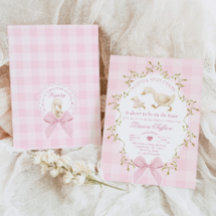 Dwaas Gans Roze Gingham Meisje Baby Shower