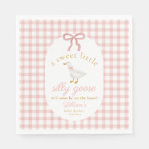 Dwaas Gans Roze Gingham Meisje Cottage Baby Shower