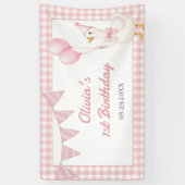 Dwaas Gans Roze Gingham Meisje Verjaardag Spandoek (Verticaal)