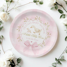 Dwaas Gans Roze Gingham Strik Baby Shower